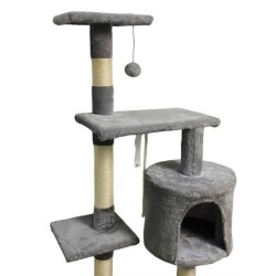PALOMA Arbre a chat gris foncé 40 x 40 x 114cm -  3 plateformes, 1 corde, 1 n...
