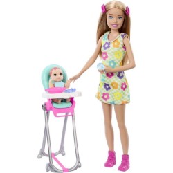 Barbie Skipper Coffret Babysitters Inc, 1 poupée, 1 bébé, accessoires