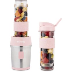Mini blender - H.KoeNIG - SMOO12 - 300 W - 570 mL - Rose pastel - 2 gourdes i...