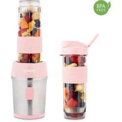 Mini blender - H.KoeNIG - SMOO12 - 300 W - 570 mL - Rose pastel - 2 gourdes i...