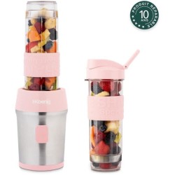 Mini blender - H.KoeNIG - SMOO12 - 300 W - 570 mL - Rose pastel - 2 gourdes i...