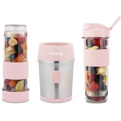 Mini blender - H.KoeNIG - SMOO12 - 300 W - 570 mL - Rose pastel - 2 gourdes i...