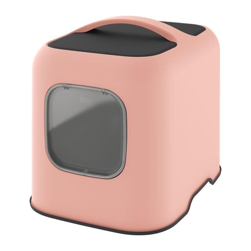 ROTHO Maison toilette pour chat - 51 x 39 x 40 cm - Bac a litiere - Rose