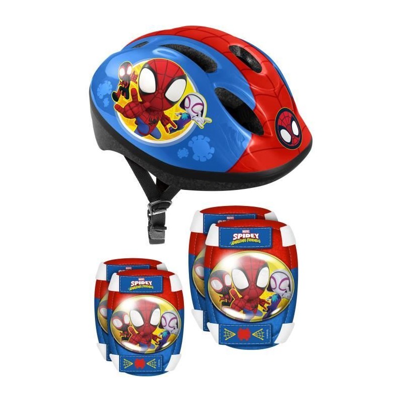 Casque + Coudieres/Genouilleres STAMP - Spidey pour enfant - Glisse urbaine