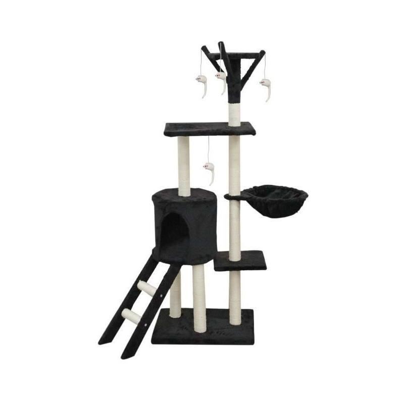 JIPSY Arbre a chat noir 79 x 34 x 138 cm - 3 plateformes, 1 perchoir, 1 niche...