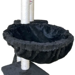 JIPSY Arbre a chat noir 79 x 34 x 138 cm - 3 plateformes, 1 perchoir, 1 niche...