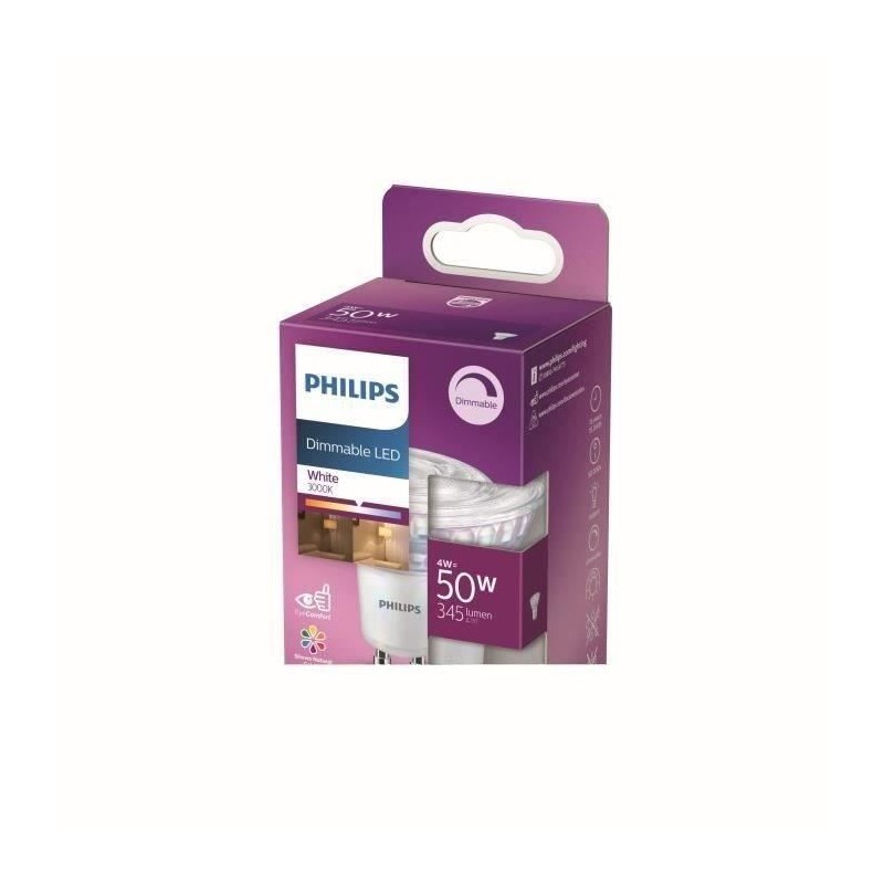Philips Ampoule LED Equivalent 50W GU10, Dimmable, Verre
