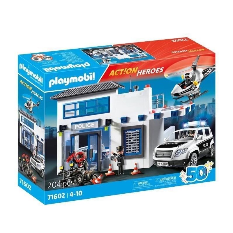 PLAYMOBIL 71602 Poste de police et véhicules, Les Policiers, Action Heroes, 1...