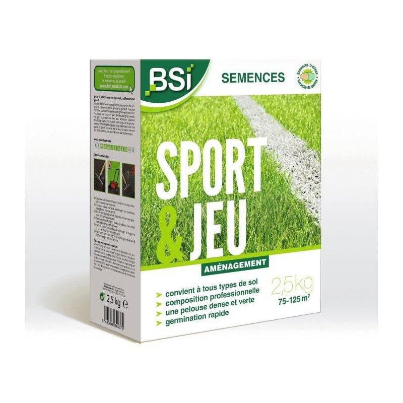 BSI - Semences De Gazon - Sport Ou Jeu - Avec Enrobage Protecteur - Tres Haut...