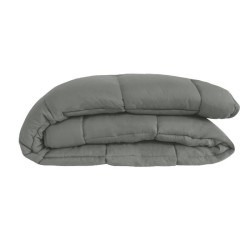 CALGARY - Couette Chaude Microfibre 400gr/m² - Gris & Argent - 220 x 240 cm