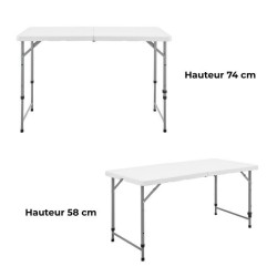 Table de réception pliante - TERRANOVA - Blanche - Structure acier et Plateau...