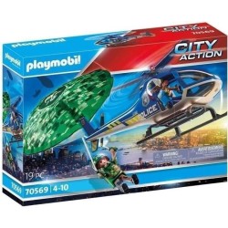 PLAYMOBIL 70569 Hélicoptere de police et parachutiste, City Action, Les Polic...