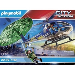 PLAYMOBIL 70569 Hélicoptere de police et parachutiste, City Action, Les Polic...