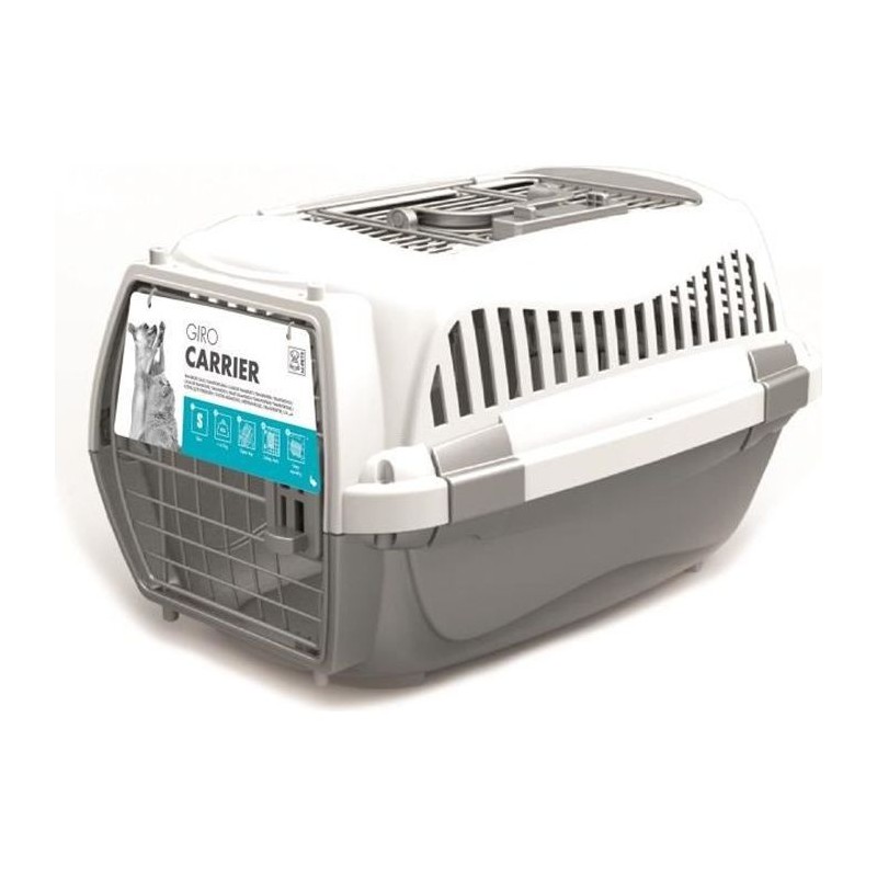 MPETS Cage de transport 57 x 36 x 32 Pour chien - M - Gris et blanc