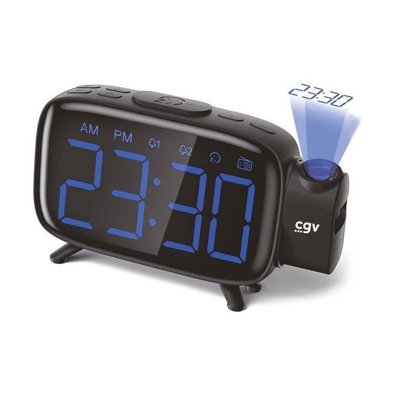Radio réveil avec projection de l'heure - CGV - CR-P10 - Double alarme - Gros...