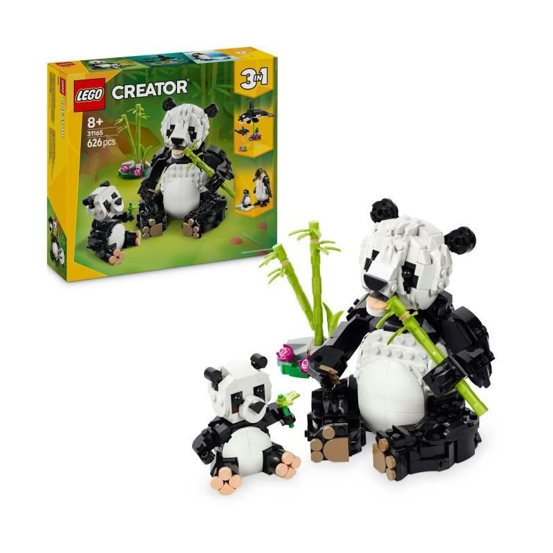 LEGO Creator 31165 3-en-1 Animaux sauvages : la famille de pandas Jeu pour fi...