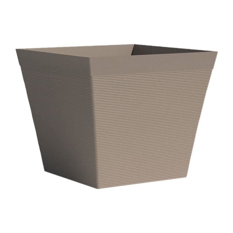 Pot carré - GARDEN ID - Green Care Impact Taupe - 39 x 33 cm - Garanti 10ans ...