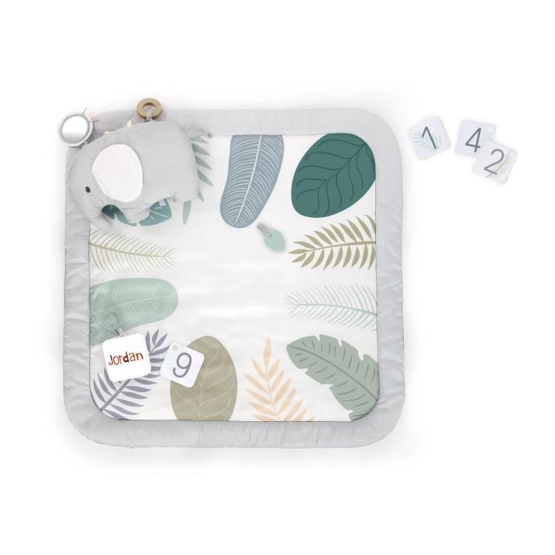 INGENUITY Tapis d'éveil bébé tout confort Petit Eléphant, 12 cartes étapes me...