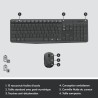 Ensemble Clavier Souris - Sans fil - Logitech - MK235 - AZERTY - Graphite