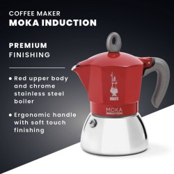 Cafetiere italienne - BIALETTI - MOKA Induction - 2 tasses - 100 ml - Rouge