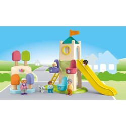 PLAYMOBIL Junior 71703 Aire de jeux avec toboggan géant Comprend cinq personn...