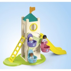 PLAYMOBIL Junior 71703 Aire de jeux avec toboggan géant Comprend cinq personn...
