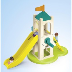 PLAYMOBIL Junior 71703 Aire de jeux avec toboggan géant Comprend cinq personn...