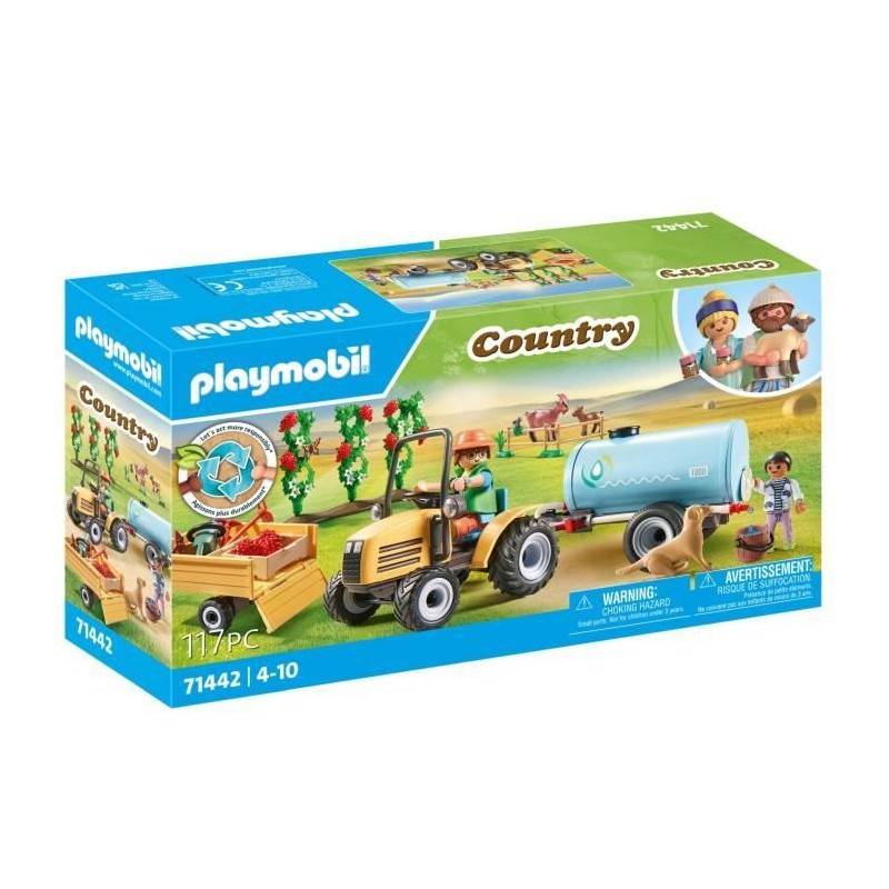 PLAYMOBIL 71442 Fermier avec tracteur et citerne, Country la vie a la ferme, ...