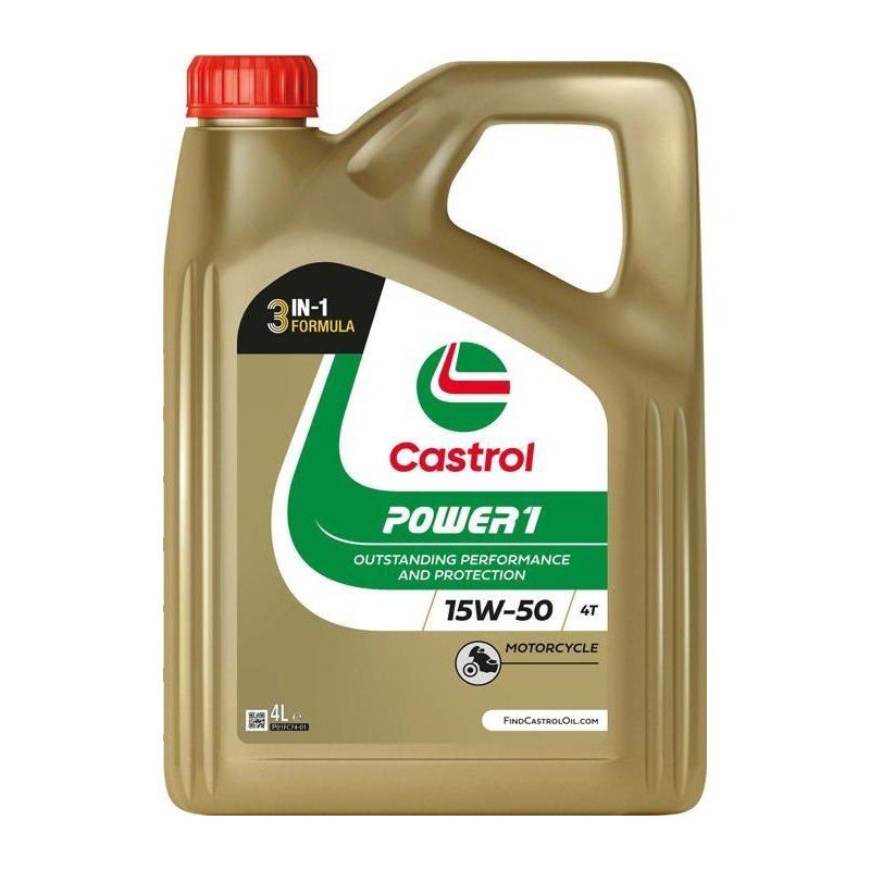 Huile moteur - CASTROL Power 1 4T 15W-50 - 4L -  15W50