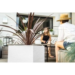 Pot de fleurs Carré 40 cm - EDA - Graphit - 31 L - 39 x 39 x H. 43 cm - Blanc...