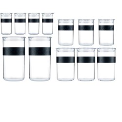 Bocaux conservation - BODUM - PRESSO SET - 12 bocaux plastique avec couvercle...