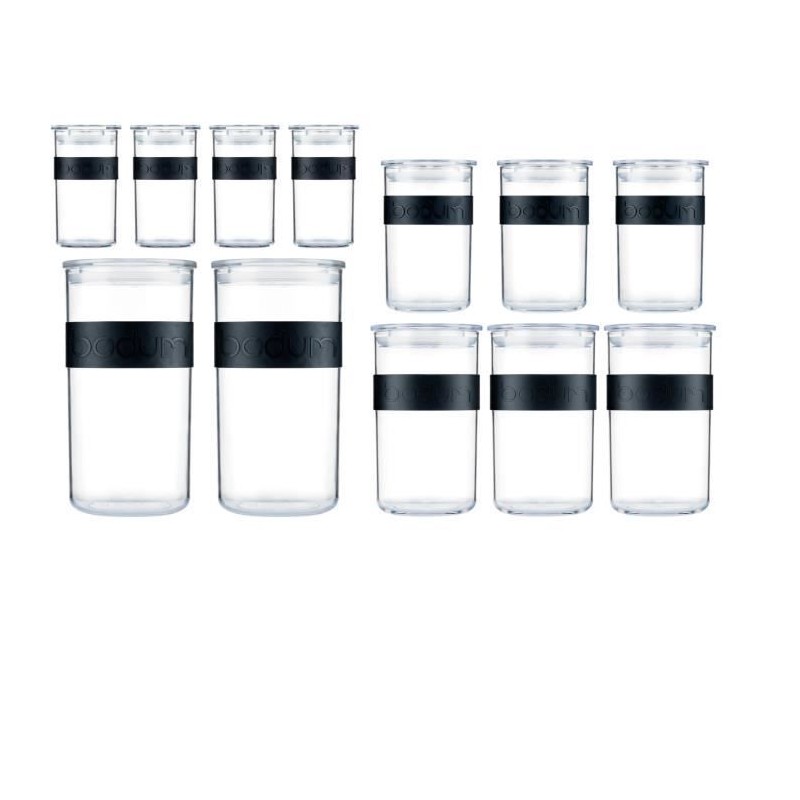 Bocaux conservation - BODUM - PRESSO SET - 12 bocaux plastique avec couvercle...