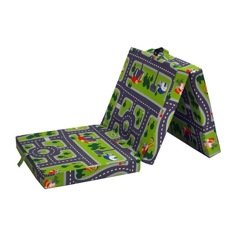 Chauffeuse pliante - SAMBA - Vert - Multi-position - Motif circuit voiture - ...