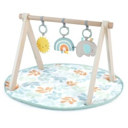 INGENUITY Tapis d'éveil bébé Sun Valley, arche de jeu en bois - 3 jouets amov...