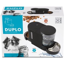 Distributeur de croquettes et d'eau M.PETS DUPLO 1,3kg/3L - 40x16.2x29.1 cm -...