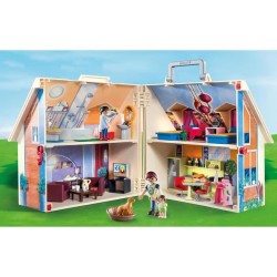 PLAYMOBIL 70985 Maison Transportable Bleue, 3 personnages, Accessoires inclus...