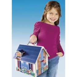 PLAYMOBIL 70985 Maison Transportable Bleue, 3 personnages, Accessoires inclus...