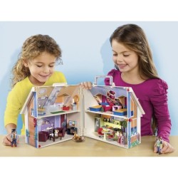 PLAYMOBIL 70985 Maison Transportable Bleue, 3 personnages, Accessoires inclus...