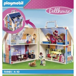 PLAYMOBIL 70985 Maison Transportable Bleue, 3 personnages, Accessoires inclus...
