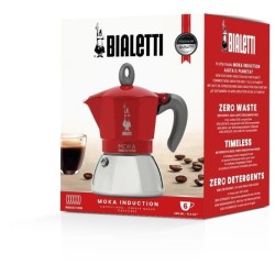 Cafetiere italienne - BIALETTI - NEW MOKA INDUCTION - 6 tasses - 0,28 L - Rouge
