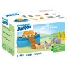 PLAYMOBIL Junior 71681 Arche de Noé transportable, 15 pieces, Comprend un bat...
