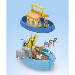 PLAYMOBIL Junior 71681 Arche de Noé transportable, 15 pieces, Comprend un bat...