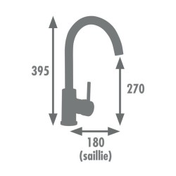 Edouard Rousseau - Mitigeur Evier a mémoire de forme KOBEN - Noir / Chromé