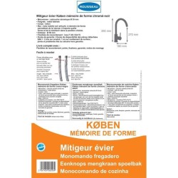 Edouard Rousseau - Mitigeur Evier a mémoire de forme KOBEN - Noir / Chromé