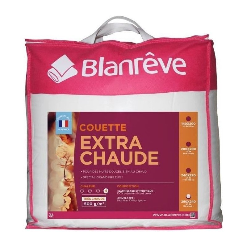 BLANREVE Couette extra chaude en microfibre - 240 x 260 cm - Blanc