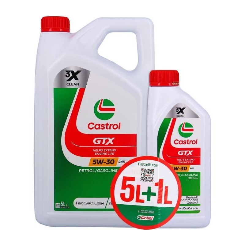 Huile Moteur - CASTROL GTX - 5W-30 RN17 - 5L+1L - Offre spéciale