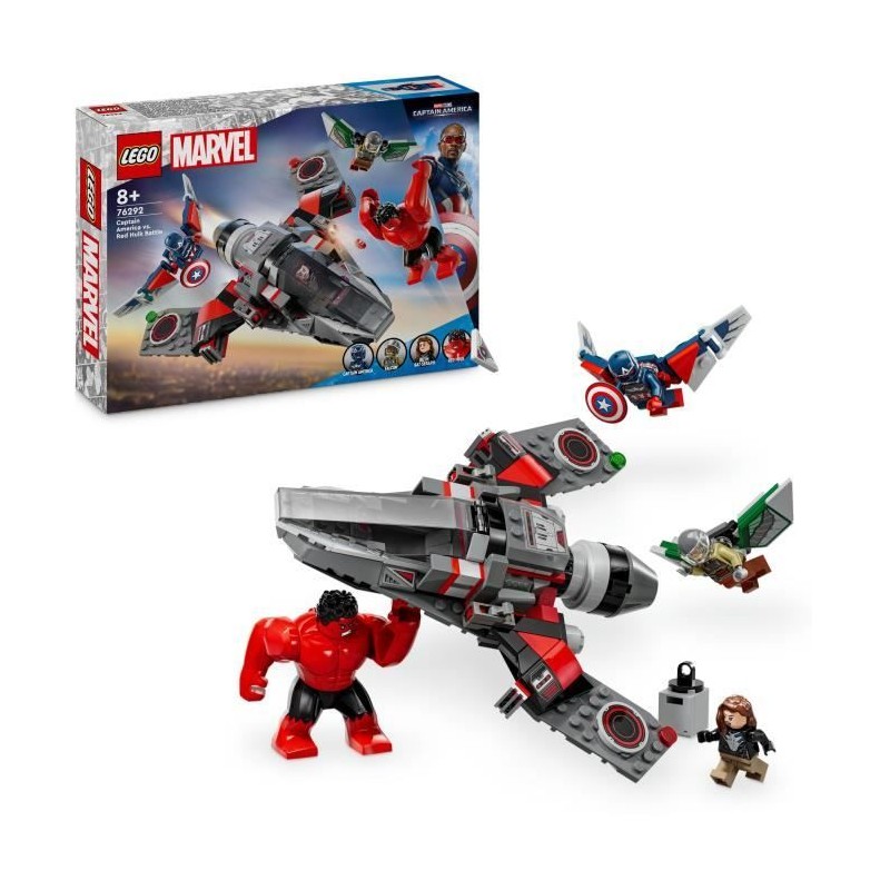 LEGO Marvel 76292 Captain America vs Hulk rouge - Avion de chasse a construire