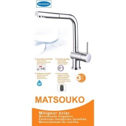 ROUSSEAU Robinet mitigeur de cuisine Matsouko - Avec douchette - Gris chromé
