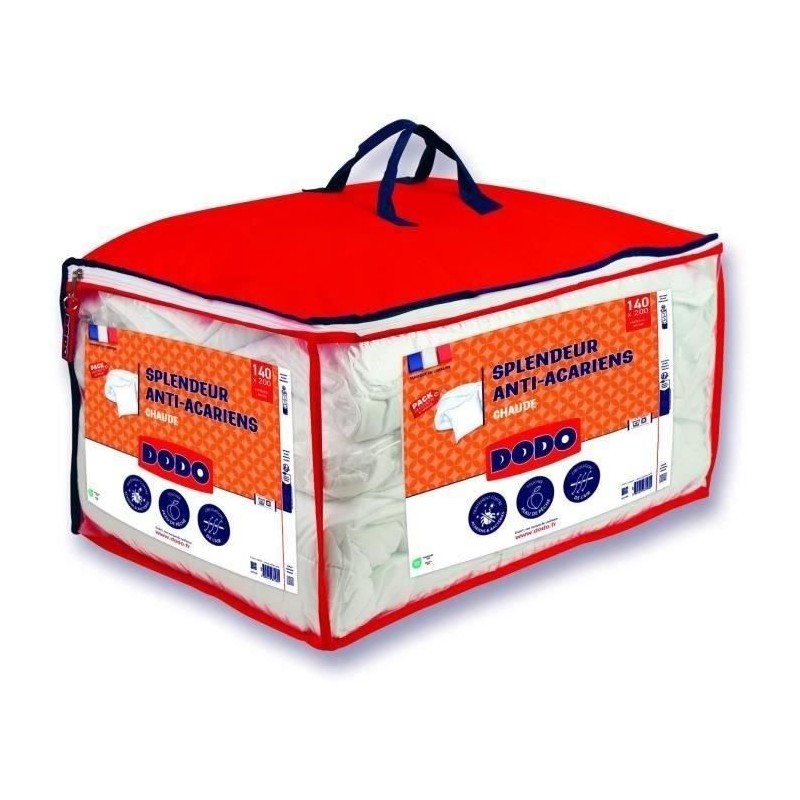 DODO Pack Couette chaude anti-acariens 140x200 cm + 1 oreiller 60x60 cm - Spl...