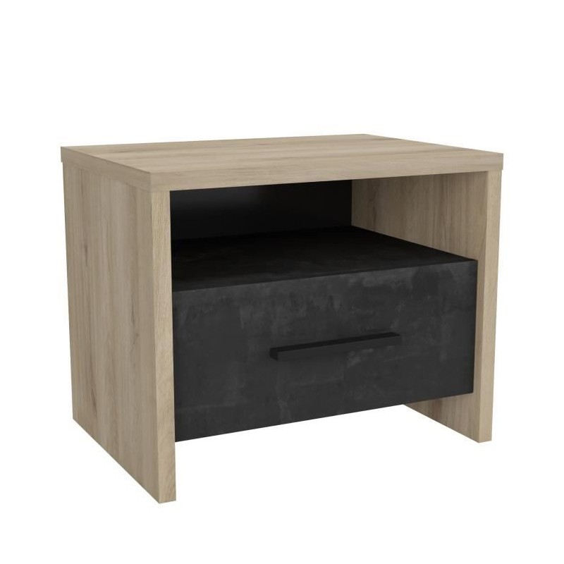 DEMEYERE Table de chevet 1 tiroir - Décor Chene Kronberg - L 49,6 x P 36,3 x ...